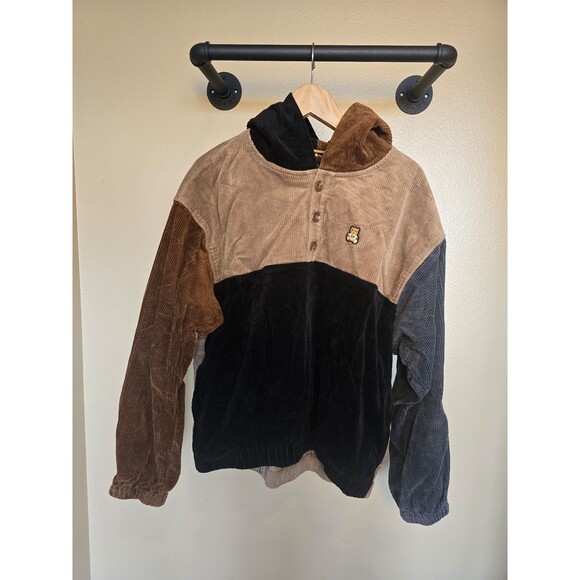 Teddy Fresh corduroy color block pullover sweater men's size large hoodie - Picture 1 of 8